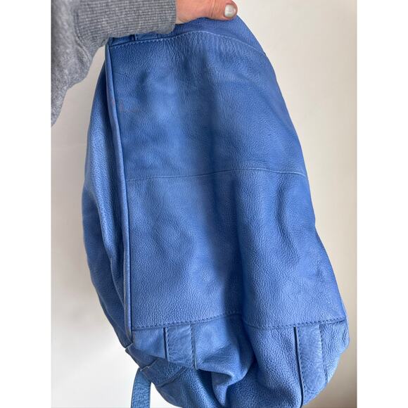 Free People Leslie Leather Boho Hobo Tote Bag in Blue - OS - Picture 8 of 8